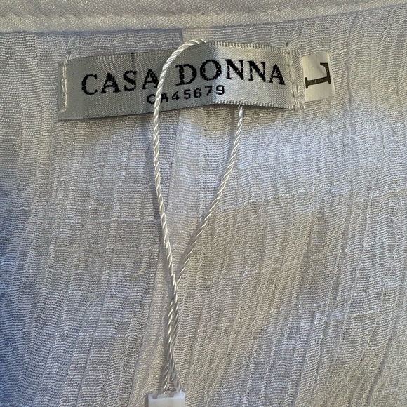 Casa Donna Linen Blend Layered Ruffled White Sleeveless Midi Dress Size Large - Picture 11 of 11